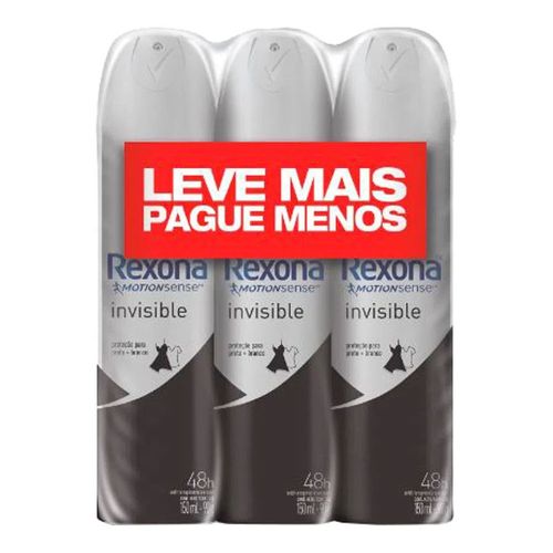Kit Desodorante Aerosol Rexona Invisible Feminino 90g 3 Unidades Kit Desodorante Aerosol Rexona Invisible Feminino 90g 3 Unidades