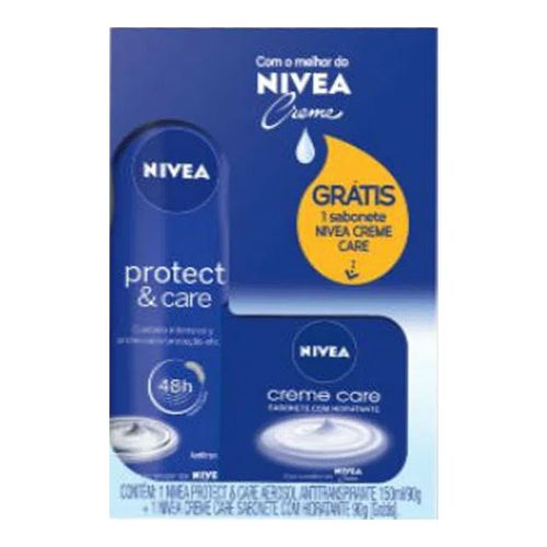 Kit Desodorante Nivea Aerosol Protect & Care + Sabonete Nivea Creme Care Kit Desodorante Nivea Aerosol Protect & Care + Sabonete Nivea Creme Care