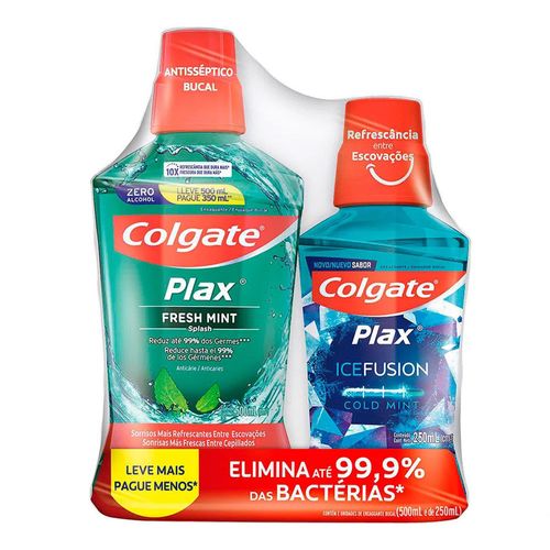 Kit-Enxaguante-Bucal-Colgate-Plax-Fresh-Mint-500ml---250ml Kit-Enxaguante-Bucal-Colgate-Plax-Fresh-Mint-500ml---250ml