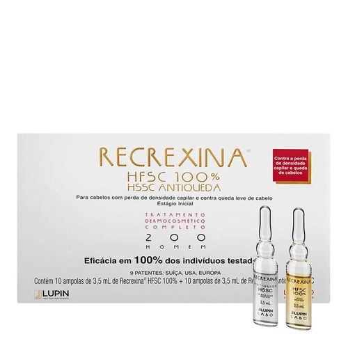 Kit Ampola de Tratamento Capilar Recrexina 200 Homem HFSC 100% 3,5ml 10 Unidades + HSSC Antiqueda 3,5ml 10 Unidades Kit Ampola de Tratamento Capilar Recrexina 200 Homem HFSC 100% 3,5ml 10 Unidades + HSSC Antiqueda 3,5ml 10 Unidades