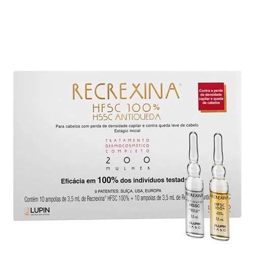 Kit Ampola de Tratamento Capilar Recrexina 200 Mulher HFSC 100% 3,5ml 10 Unidades + HSSC Antiqueda 3,5ml 10 Unidades Kit Ampola de Tratamento Capilar Recrexina 200 Mulher HFSC 100% 3,5ml 10 Unidades + HSSC Antiqueda 3,5ml 10 Unidades
