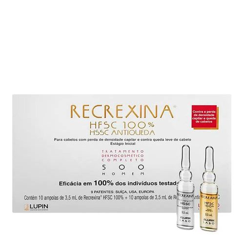 Kit Ampola de Tratamento Capilar Recrexina 500 Homem HFSC 100% 3,5ml 10 Unidades + HSSC Antiqueda 3,5ml 10 Unidades Kit Ampola de Tratamento Capilar Recrexina 500 Homem HFSC 100% 3,5ml 10 Unidades + HSSC Antiqueda 3,5ml 10 Unidades