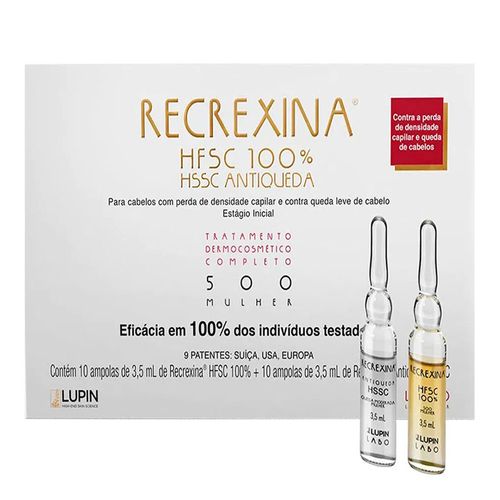 Kit Ampola de Tratamento Capilar Recrexina 500 Mulher HFSC 100% 3,5ml 10 Unidades + HSSC Antiqueda 3,5ml 10 Unidades Kit Ampola de Tratamento Capilar Recrexina 500 Mulher HFSC 100% 3,5ml 10 Unidades + HSSC Antiqueda 3,5ml 10 Unidades