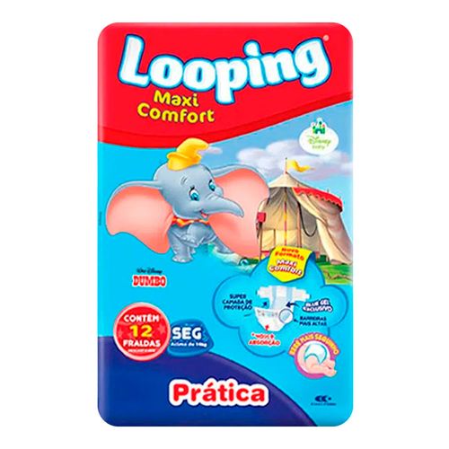 Fralda Descartável Looping Maxi Confort Prática Seg 12 Unidades Fralda Descartável Looping Maxi Confort Prática Seg 12 Unidades