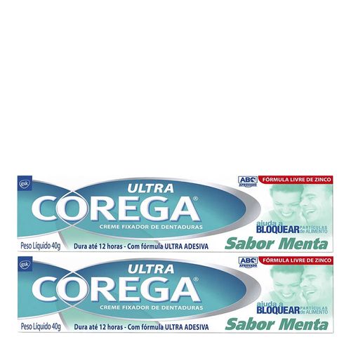 Creme Ultra Corega Sabor Menta 40g 2 Unidades Creme Ultra Corega Sabor Menta 40g 2 Unidades