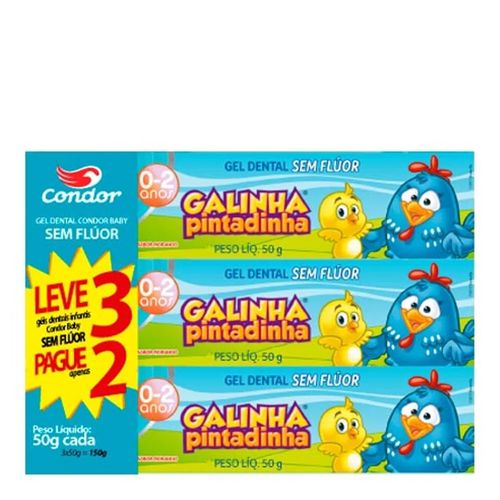 Kit Creme Dental Condor Galinha Pintadinha 50g 3 Unidades Kit Creme Dental Condor Galinha Pintadinha 50g 3 Unidades