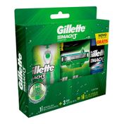 Kit Gillette Mach3 Aqua-Grip Sensitive + 2 Cargas + Gel de Barbear Complete Defense 72 ml