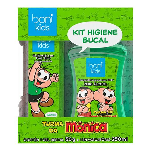 Kit Higiene Bucal Boni Kids Cebolinha Gel Dental 50g + Enxaguatório Bucal 250ml Kit Higiene Bucal Boni Kids Cebolinha Gel Dental 50g + Enxaguatório Bucal 250ml