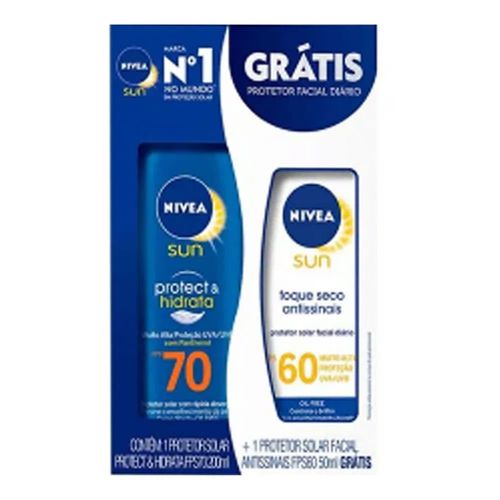 Kit Nivea Sun Protetor Solar FPS50 200ml + Facial FPS50 50g Kit Nivea Sun Protetor Solar FPS50 200ml + Facial FPS50 50g