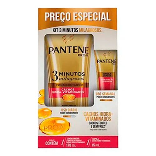 Kit Pantene 3 Minutos Milagrosos Cachos Hidra-Vitaminados Condicionador 170ml + Ampola 15ml Kit Pantene 3 Minutos Milagrosos Cachos Hidra-Vitaminados Condicionador 170ml + Ampola 15ml