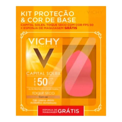 Kit Protetor Solar Facial Vichy Capitail Soleil Toque Seco FPS50 50g + Esponja Kit Protetor Solar Facial Vichy Capitail Soleil Toque Seco FPS50 50g + Esponja