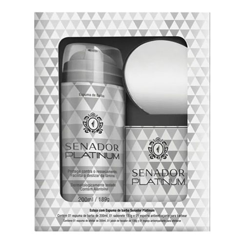 Kit Sabonete Senador Platinum com Espuma para Barbear Kit Sabonete Senador Platinum com Espuma para Barbear