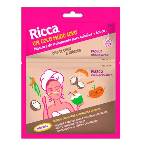 Máscara de Tratamento Ricca Óleo de Coco e Abóbora 30g + Touca 1 Unidade Máscara de Tratamento Ricca Óleo de Coco e Abóbora 30g + Touca 1 Unidade