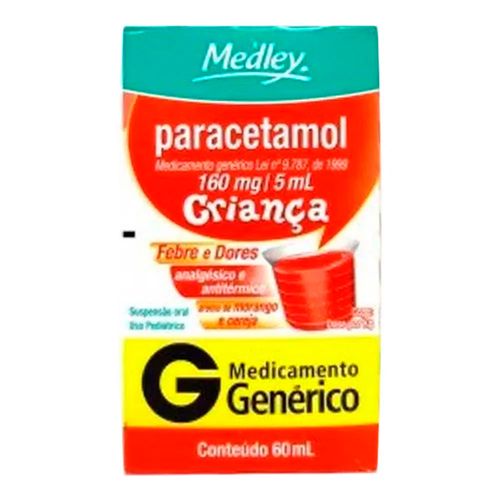 Paracetamol 160mg/ml Genérico Medley 60ml Suspensão Paracetamol 160mg/ml Genérico Medley 60ml Suspensão