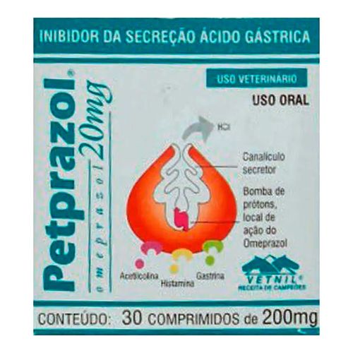PETPRAZOL 20mg - frasco com 30 comprimidos PETPRAZOL 20mg - frasco com 30 comprimidos