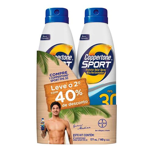 Kit Protetor Solar Coppertone Sport Spray FPS 30 177ml 2 Unidades Kit Protetor Solar Coppertone Sport Spray FPS 30 177ml 2 Unidades