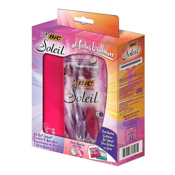 Kit Aparelho Bic Soleil 4 Unidades + Porta Biquíni