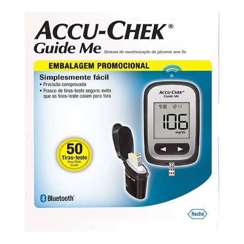 Kit Aparelho de Glicemia Accu Chek Guide Me + 50 Tiras