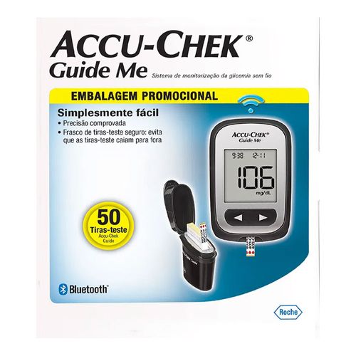 Kit Aparelho de Glicemia Accu Chek Guide Me + 50 Tiras Kit Aparelho de Glicemia Accu Chek Guide Me + 50 Tiras