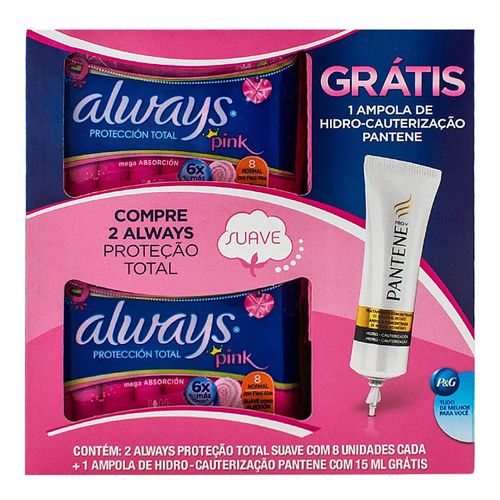 Kit Absorvente Always Externo Pink C/ Abas C/ 2 + Pantene