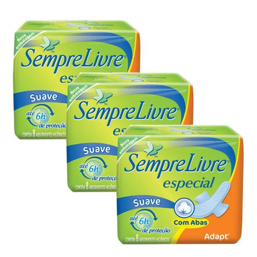 Kit Absorvente Sempre Livre Especial Com Abas Toque Suave 24 Unidades Kit Absorvente Sempre Livre Especial Com Abas Toque Suave 24 Unidades