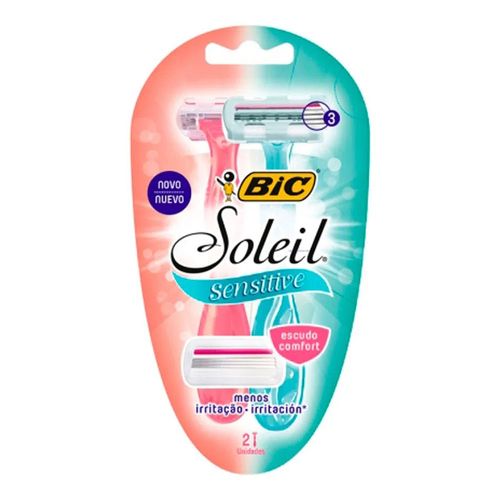 Kit Bic Aparelho Depilatório Soleil Sensitive 3 Lâminas 2 Unidades Kit Bic Aparelho Depilatório Soleil Sensitive 3 Lâminas 2 Unidades