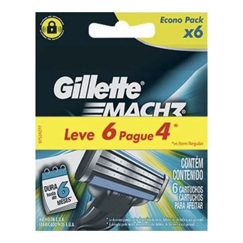 Kit Carga Gillette Mach 3 Regular 6 Unidades