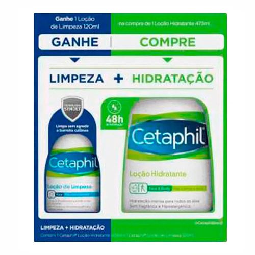 Kit Cetaphil Loção Hidratante 473ml + Loção de Limpeza 120ml Kit Cetaphil Loção Hidratante 473ml + Loção de Limpeza 120ml