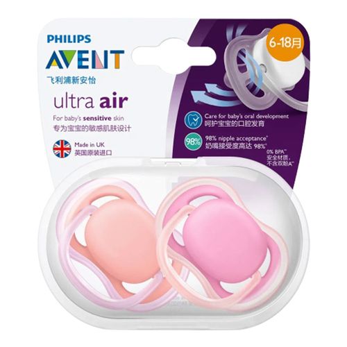 Kit Chupeta Avent Ultra Air Lisa 6-18 Meses Rosa 2 Unidades Kit Chupeta Avent Ultra Air Lisa 6-18 Meses Rosa 2 Unidades