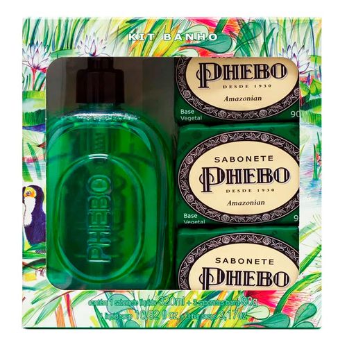 Kit Phebo Amazonian Sabonete Líquido 320ml + Sabonete em barra 90g 3 Unidades Kit Phebo Amazonian Sabonete Líquido 320ml + Sabonete em barra 90g 3 Unidades