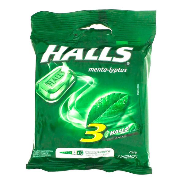 Drops Bala Halls Sabor Menta 3 Unidades