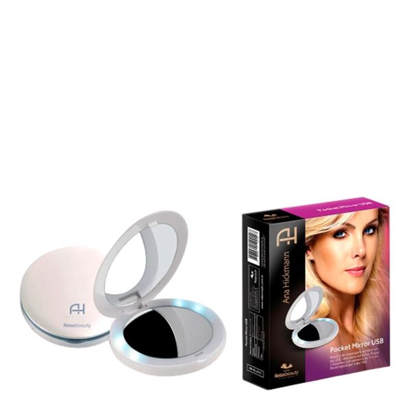 Espelho Ana Hickmann com LED Pocket Mirror USB Relaxbeauty