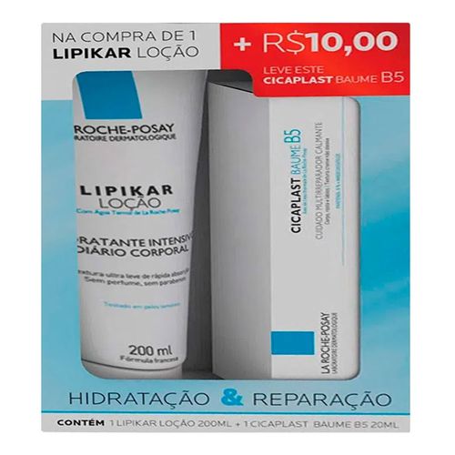 Kit La Roche-Posay Loção Hidratante Corporal Lipikar 200ml + Baume Reparador Cicaplast B5 20ml Kit La Roche-Posay Loção Hidratante Corporal Lipikar 200ml + Baume Reparador Cicaplast B5 20ml