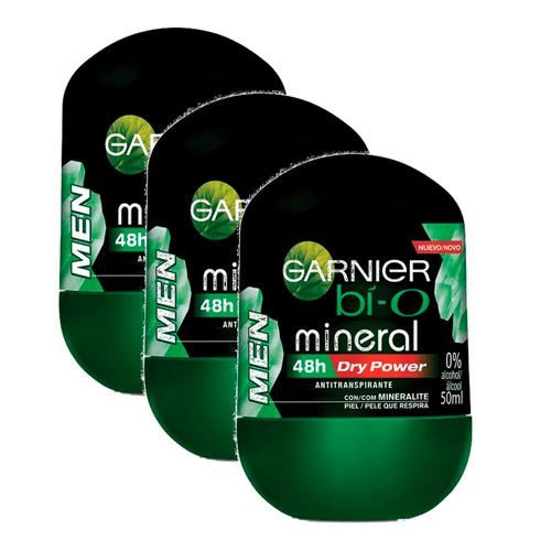 Desodorante Bí-O Roll On Dry Power Masculino 50ml 3 Unidades