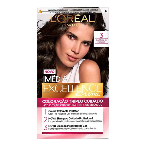 Tintura Permanente Imédia Excellence De L’oréal Paris 3.0 Castanho Escuro Tintura Permanente Imédia Excellence De L’oréal Paris 3.0 Castanho Escuro