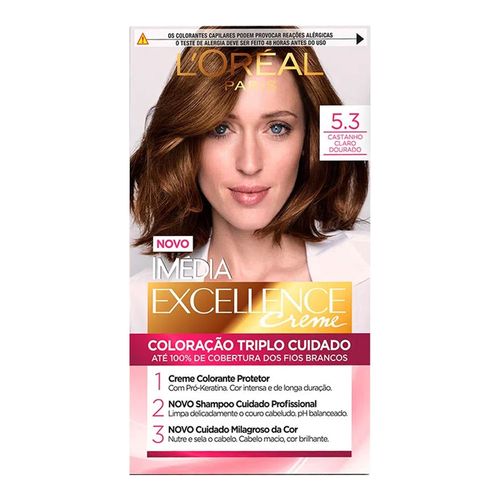 Tintura Permanente Imédia Excellence De L’oréal Paris 5.3 Castanho Claro Dourado Tintura Permanente Imédia Excellence De L’oréal Paris 5.3 Castanho Claro Dourado