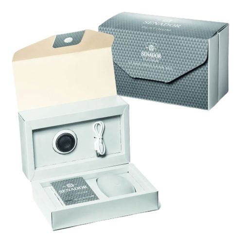 Kit Banho Senador Platinum Music 2 Sabonetes Perfumados 130g + 1 Saboneteira + 1 Caixa de Som Kit Banho Senador Platinum Music 2 Sabonetes Perfumados 130g + 1 Saboneteira + 1 Caixa de Som