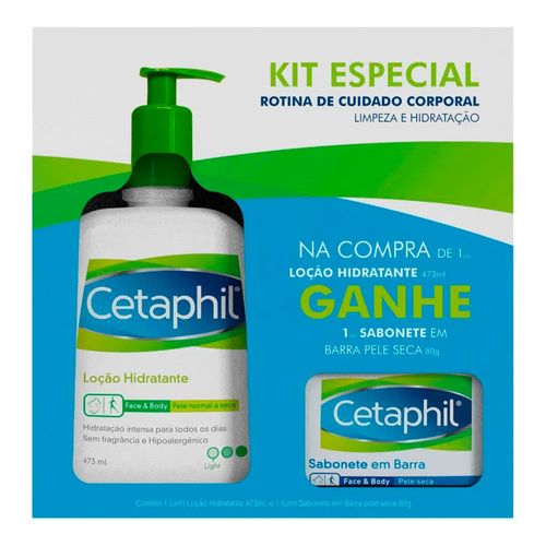 Kit Cetaphil Loção Hidratante 473ml Grátis Sabonete em Barra Pele Seca 80g Kit Cetaphil Loção Hidratante 473ml Grátis Sabonete em Barra Pele Seca 80g