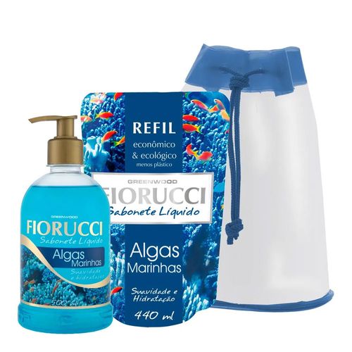 Kit Fiorucii Algas Marinhas Suavidade e Hidratação Sabonete Líquido 500ml + Refil 440ml Kit Fiorucii Algas Marinhas Suavidade e Hidratação Sabonete Líquido 500ml + Refil 440ml