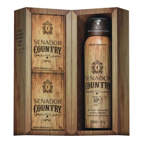 Estojo Senador Country 2 Sabonetes + Desodorante Aerosol 150ml Estojo Senador Country 2 Sabonetes + Desodorante Aerosol 150ml