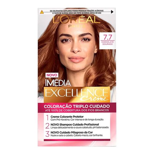 Tintura Permanente Imédia Excellence De L’oréal Paris 7.7 Chocolate Dourado