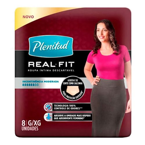 Roupa Intima Plenitud Real Fit Mulher G/XG 8 unidades Roupa Intima Plenitud Real Fit Mulher G/XG 8 unidades