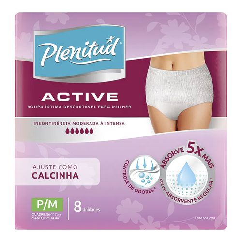 Roupa Intima Plenitud Active Mulher P/M 8 Unidades Roupa Intima Plenitud Active Mulher P/M 8 Unidades