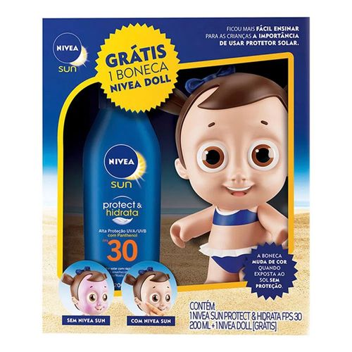 Kit Protetor Solar Nivea Sun Protect & Hidrata FPS 30 200ml + Nivea Doll Menina Kit Protetor Solar Nivea Sun Protect & Hidrata FPS 30 200ml + Nivea Doll Menina