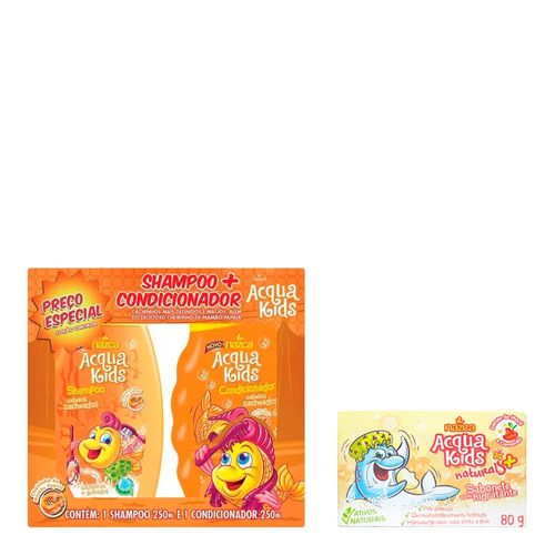 Kit Shampoo + Condicionador Acqua Kids Cacheados 250ml + Sabonete 80g