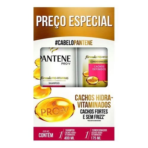 Kit Pantene Cachos Hidra-Vitaminados Shampoo 375ml + Condicionador 175ml Kit Pantene Cachos Hidra-Vitaminados Shampoo 375ml + Condicionador 175ml