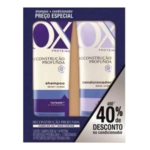 Kit OX Shampoo + Condicionador Proteins Reconstrução Profunda 240ml Kit OX Shampoo + Condicionador Proteins Reconstrução Profunda 240ml