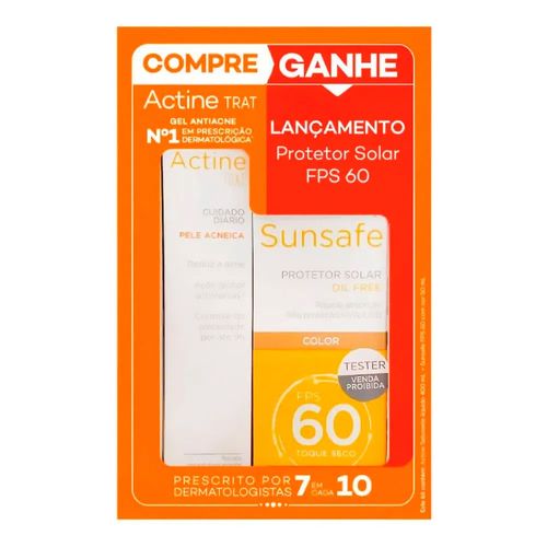 Kit Gel Antiacne Actine Trat 30g + Protetor Solar Sunsafe FPS 60 50g Kit Gel Antiacne Actine Trat 30g + Protetor Solar Sunsafe FPS 60 50g