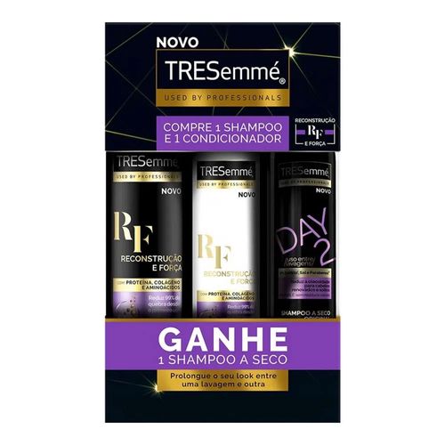 Kit Shampoo Tresemmé Reconstrução e Força 400ml + Condicionador 200ml + Shampoo a Seco Kit Shampoo Tresemmé Reconstrução e Força 400ml + Condicionador 200ml + Shampoo a Seco