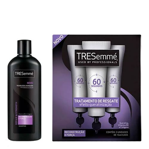 Kit Shampoo + 3 Ampolas Tresemme Reconstrução Kit Shampoo + 3 Ampolas Tresemme Reconstrução